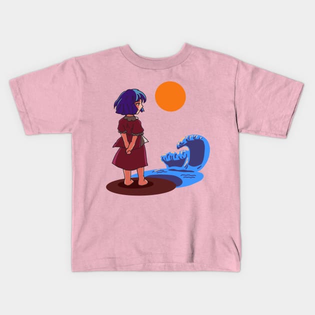 Sunset and Calming Wave Kids T-Shirt by Dearly Mu